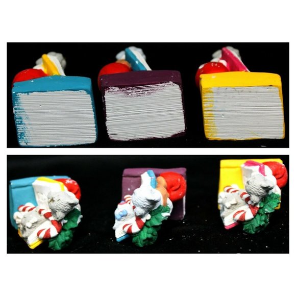 6 Paintable Ceramic Christmas Ornament Painted Bear Santa Presents Mice Books - Picture 6 of 8